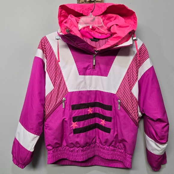 Head Jackets & Blazers - Vintage 80s Head Sportswear Ski Jacket Size 10 Pink Star Unique 1/4 Zip Pullover